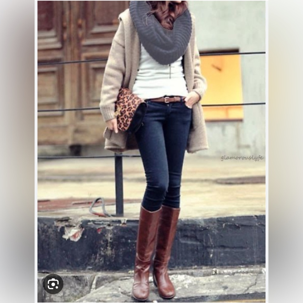 Naturalizer $200 Women's June Leather Knee High Riding Boot Brown Size 6 New - Picture 11 of 15